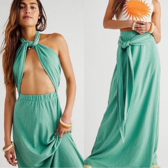 Free People Dresses & Skirts - FREE PEOPLE FP BEACH Limitless Convertible Green Dress Maxi Skirt